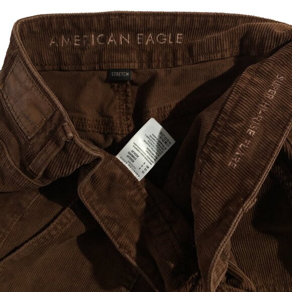 American Eagle Outfitters Pants Womens 8 Brown Corduroy Super Hi-Rise Flare - Picture 11 of 12